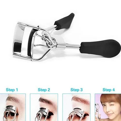 Vista 2 de Rizador de pestañas para mujer, rizador de pestañas de ojos, herramienta cosmética de maquillaje para mujer, rizador de pestañas portátil con agarre