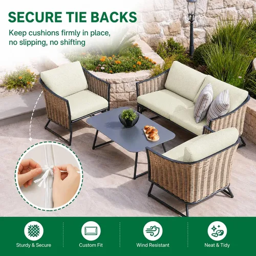 Vista 2 de YEMYHOM Funda de cojín para sofá, funda de cojín de asiento de alta elasticidad, tela jacquard geométrica de felpa, protector de sofá antideslizante
