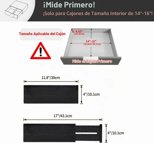 Vista 3 de Utoplike Divisores de cajones de tocador, organizadores de cajones negros