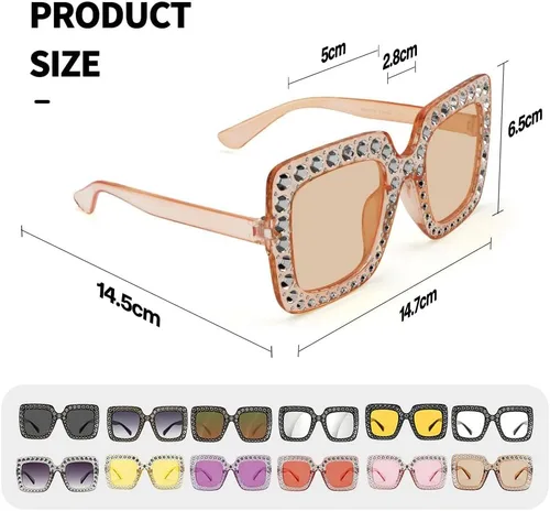 Vista 7 de Gafas de sol de moda para mujeres y hombres, gafas de sol retro de gran tamaño, gafas de sol de Halloween, accesorios de discoteca cuadrada
