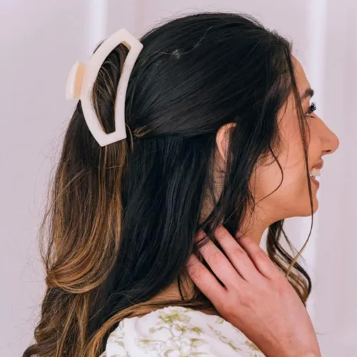Vista 5 de TELETIES - Pinza para cabello media abierta - Para cabello de fino a medianamente grueso - Agarre fuerte, dientes flexibles, diseño de recorte