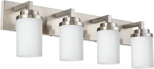 Vista 13 de TODOLUZ Lámpara de baño de 3 luces con pantallas de vidrio blanco ópalo, iluminación moderna de baño sobre espejo de níquel cepillado para cocina