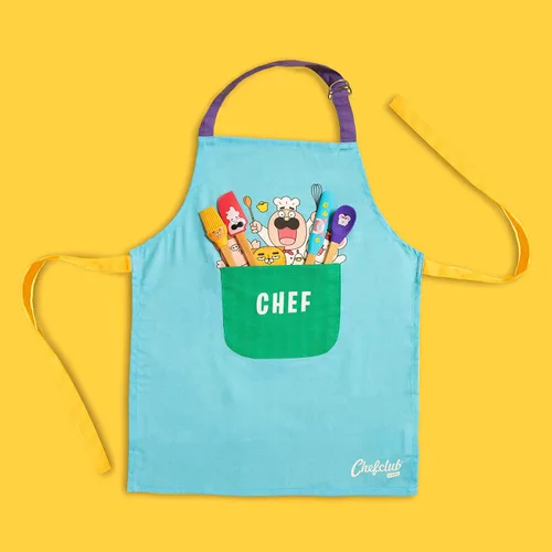 Vista 7 de Kids Apron, Chefclub, 100% Cotton - Cooking & Baking Apron for Children - with Pocket, Adjustable Neck Strap, Waist Tie
