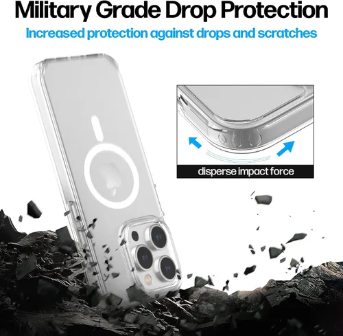 Vista 5 de Power Theory Protector de pantalla diseñado para iPhone 14 Pro, con protectores de lente y funda transparente compatible con Magsafe [dureza 9H]