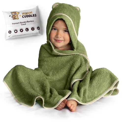Vista 10 de Toallas prémium con capucha para niños pequeños, toalla de baño de rayón extra suave de bambú (beige)