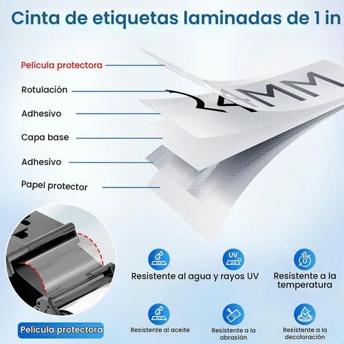 Vista 3 de TZe-251 - Recambio de cinta para etiquetadora de 0.945 in 0.94 compatible Negro sobre blanco