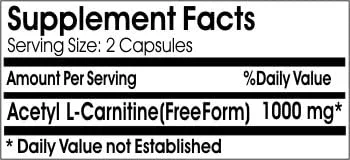 Vista 2 de Acetil L-Carnitina 1000mg ~ 200 Cápsulas - Sin Aditivos ~ Naturetition Supplements