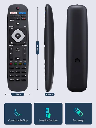 Vista 6 de PZL Nuevo reemplazo universal NH500UP para control remoto Philips TV, para Philips Smart TV 43PFL4902/F7 40PFL4901/F7 50PFL5602/F7 43PFL5602/F7
