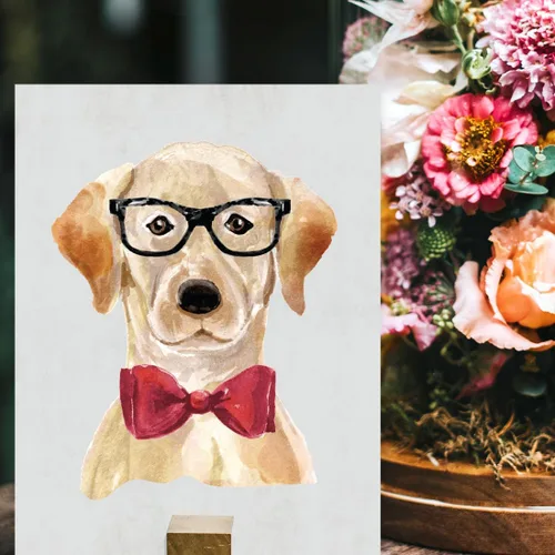 Vista 91 de Andaz Press Póster impreso para pared de perro, 8.5 x 11 pulgadas, Bulldog inglés con gafas negras, 1 paquete, regalo de cumpleaños de Navidad, sin