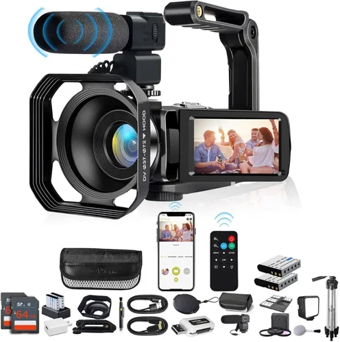 Vista 11 de Acuvar Videocámara 4K 48MP Auto Focus 60FPS WiFi Vlogging Cámara para YouTube 18X Zoom Videocámara digital con micrófono, estabilizador, lector