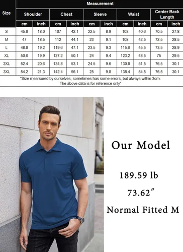 Vista 6 de Tinkwell Polo para hombre con bolsillo Dri Fit de manga corta para golf
