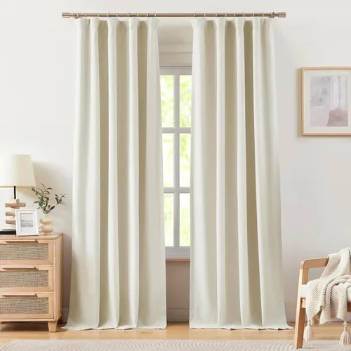 Vista 15 de Vision Home Cortinas Completamente Opacas de Lino Azul Niebla de 84 Pulgadas de Largo para Dormitorio y Sala de Estar, Paneles de Ventana Niebla Azul