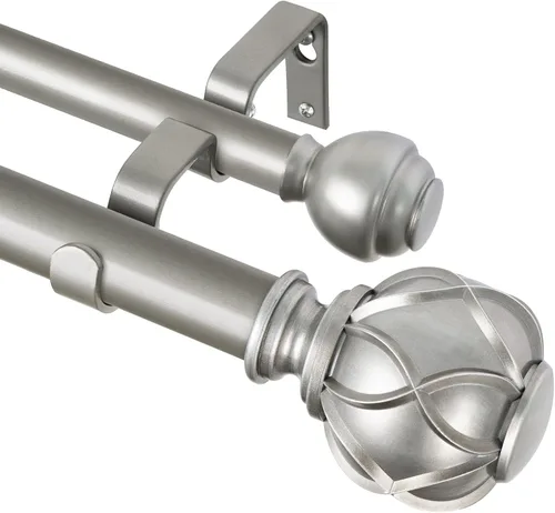 Vista 14 de KAMANINA Barras de cortina dobles para ventanas de 72 a 144 pulgadas, oro Dorado champán