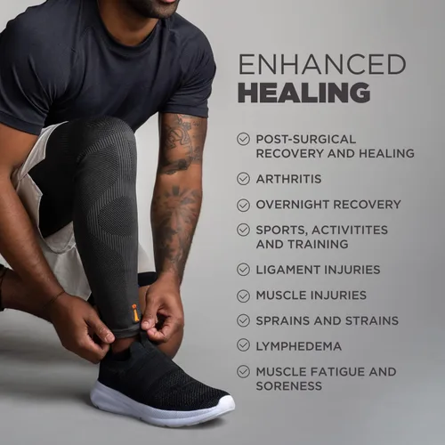 Vista 5 de Incrediwear Manga larga de pierna de longitud completa para aliviar el dolor de piernas y recuperación muscular, ayuda a reducir la hinchazón