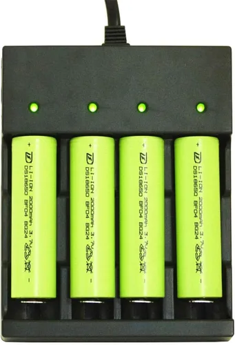 Vista 8 de ZYAMY Cargador de batería inteligente USB de 4 ranuras 5V para baterías recargables 3.7V Li-ion 10440, 14500, 16340, 16650, 14650, 13350, 18500