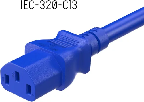 Vista 3 de Cable Leader Cable de alimentación universal de 2 pies 18 AWG IEC320 C13 a NEMA 5-15P, azul