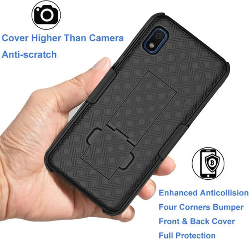 Vista 7 de Ailiber Funda para Galaxy A10e, funda con protector de pantalla de vidrio templado, resistente a prueba de golpes, clip para cinturón, soporte