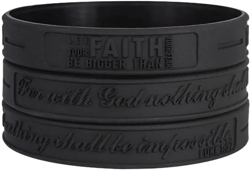 Vista 2 de Sainstone Power of Faith LUKE 1:37 For with God Nothing shall be impossible - Pulseras inspiradoras de silicona con versículos bíblicos - Let Faith
