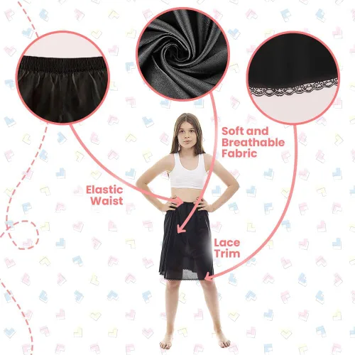Vista 4 de Rosette Niñas Medio Slip - Sin Aferramiento - Material de Nylon - Negro