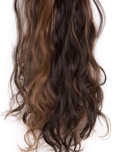 Vista 5 de Extensiones de cabello ondulado, doble trama, 7 piezas con 16 clips, largo de 24 pulgadas