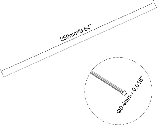 Vista 2 de Uxcell Tubo capilar de acero inoxidable 304, OD 0.4 mm x 0.1 mm de grosor de pared, 250 mm de longitud, tubo metálico para maquinaria industrial