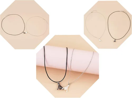 Vista 2 de Collar con colgante de corazón de acero inoxidable para parejas con llave de bloqueo de corazón a juego para enamorados, regalo de compromiso