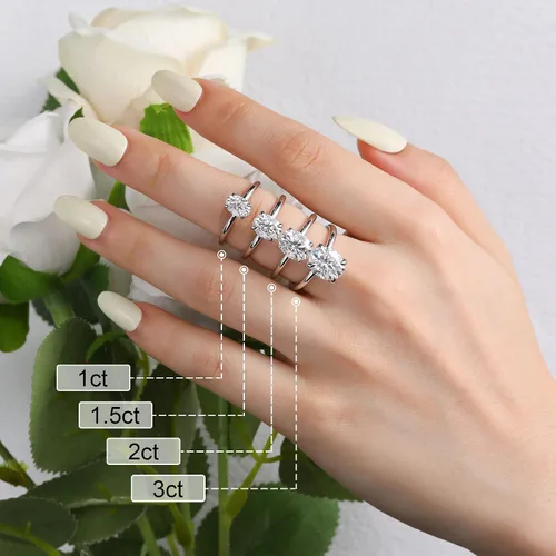 Vista 3 de Ladylike 11.523CT Oval Cut Moissanite Engagement Ring for Women 925 Sterling Silver Solitaire Rings with Hidden Halo D Color VVS1 Promise Wedding