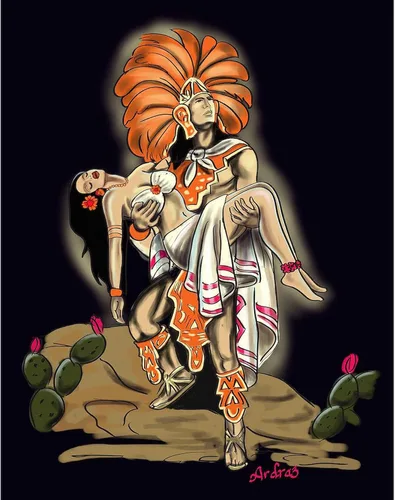 Vista 2 de CafePress Aztec Warrior and Maiden - Manta de forro polar súper suave, 60 x 50 pulgadas