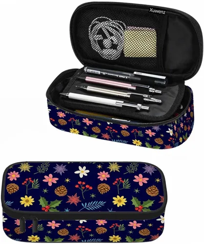 Vista 8 de Estuche organizador de lápices de alpaca, diseño de llama, hojas de animales, caja de papelería, caja de maquillaje, suministros escolares