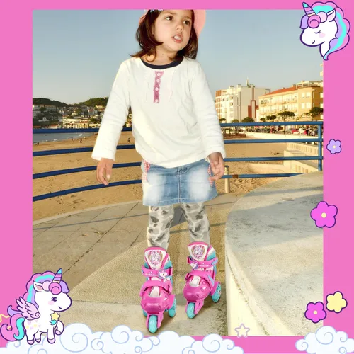 Vista 8 de Patines para niñas y niños, 4 tamaños ajustables con ruedas iluminadas para niños pequeños
