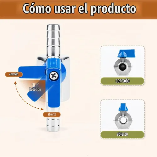 Vista 4 de Paquete de 2 mini válvulas de bola de acero inoxidable 304 con púas de identificación de manguera de 1/2 pulgada, kit de abrazaderas para agua