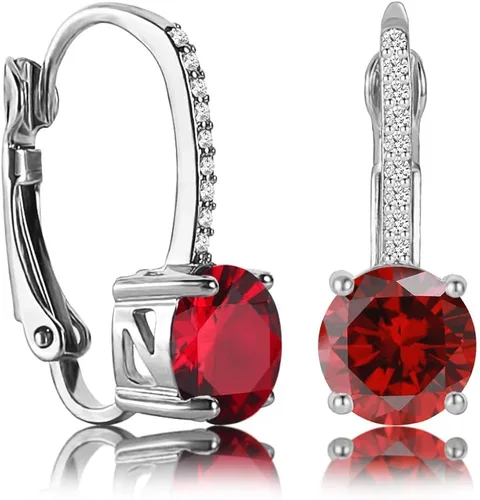 Vista 2 de Aretes colgantes de diamante de 1 quilate para mujer, chapados en oro de 18 quilates, circonita cúbica, palanca colgante, aretes de novia, joyería
