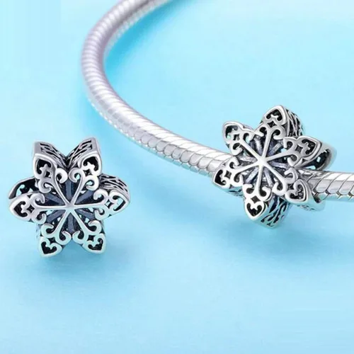 Vista 4 de Eternalll Jewellery Abalorios de copo de nieve auténticos de plata de ley 925 para pulseras