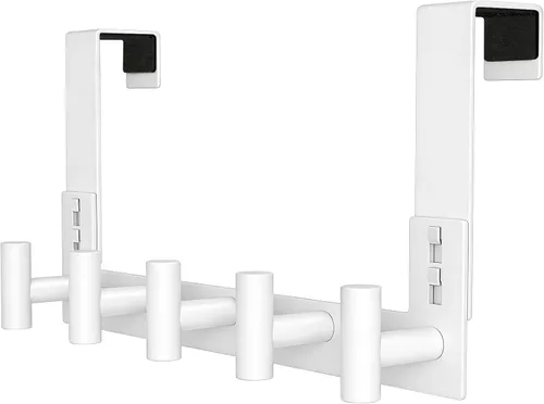 Vista 15 de HUFEEOH Paquete de 1 soporte negro para puerta con 4 ganchos en T