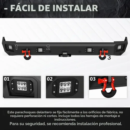 Vista 5 de YZONA Parachoques delantero y trasero compatible con Land Rover Discovery 2 1999-2004 Parachoques Rock Crawler con placa de cabrestante, receptor