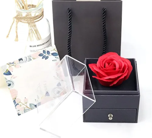 Vista 4 de MABEK Jewelry Boxes Acrylic Rose Necklace Gift Box Jewelry Box Gift Box