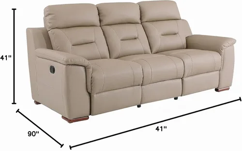 Vista 14 de Blackjack Furniture Walker Leather Match - Sofá reclinable tapizado para sala de estar, madera avellana Beige