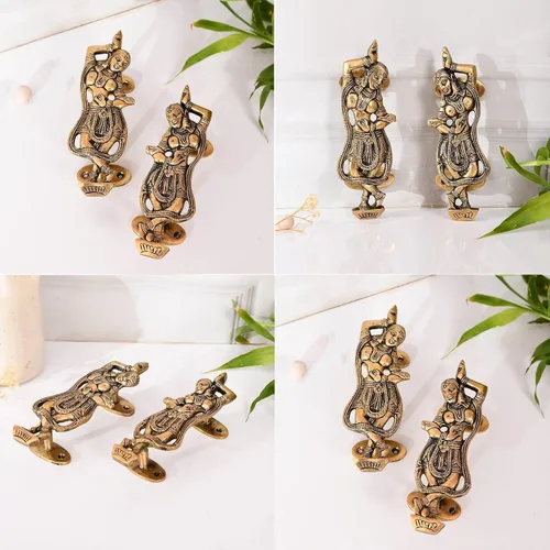 Vista 4 de LoveNspire Tiradores decorativos antiguos de puerta de dama bailarina de 6.8 pulgadas, par de 2 pomos únicos de latón para cajón, estante, armario