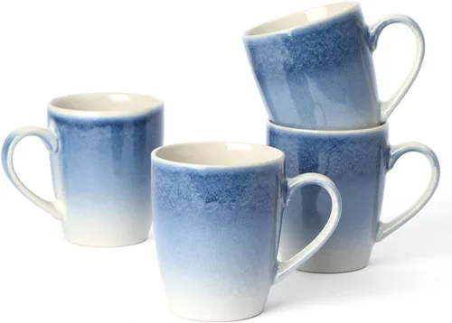 Vista 35 de Juego de Tazas de Café Famiware, Juego de 4 Tazas de 13 oz, Tazas de Gres para Café con Leche, Té Caliente, Mocha, Cacao, Capuchino, Aptas