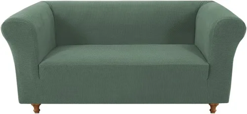 Vista 26 de Funda elástica Chesterfield para sofá, funda de tela jacquard para sofá biplaza de 2 cojines, protector de muebles antideslizante resistente a
