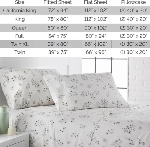 Vista 235 de Southshore Fine Living, Inc. Colección Winter Brush, juego de sábanas de 3 piezas para cama individual, sábana bajera con bolsillo profundo de 14