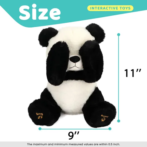 Vista 4 de Oso Panda de Peluche Peek A Boo Interactivo Eléctrico Animal Musical que Canta, Habla y Repite lo que Dices Juguetes de Peluche para Regalos