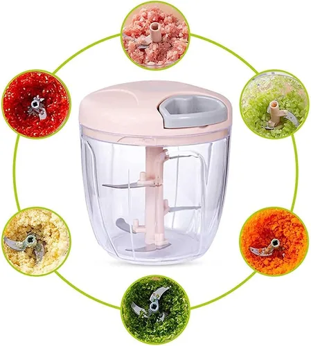 Vista 9 de Manual Food Chopper Hand Pull Chopper Veggies Processor for Onions, Peppers, Carrots, Nuts, Kitchen Gadget by KAUKKO (900ml/3.5 Cup)