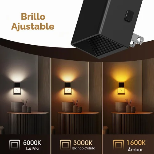 Vista 2 de L LOHAS - Luz nocturna LED enchufable a la pared, sensor de atardecer a Negro
