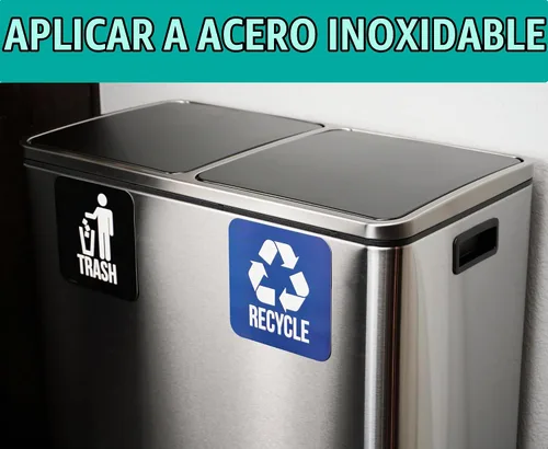 Vista 4 de Imanes de reciclaje y basura para botes de basura de cocina y contenedores de reciclaje, combo de imanes de basura y reciclaje