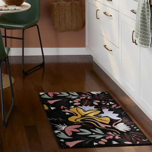 Vista 2 de TOWN & COUNTRY LUXE Livie Floral Drip Everwash Alfombra decorativa lavable multiusos para cocina, tapete de bajo perfil, dormitorio y dormitorio