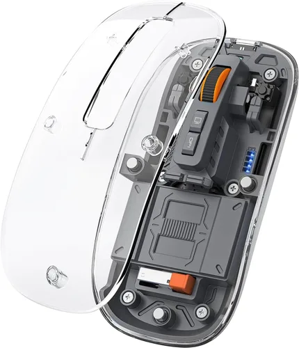 Vista 9 de FMOUSE Ratón inalámbrico transparente delgado, triple modo Bluetooth dual y Azul