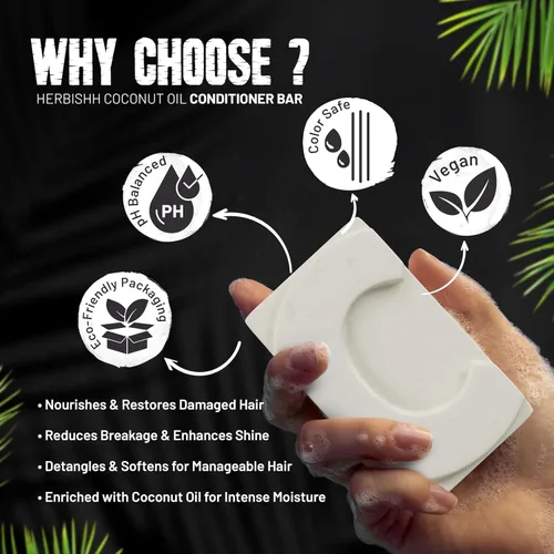 Vista 8 de Herbishh Barra de champú de aceite de ricino + barra de acondicionador de aceite de coco, juego nutritivo de cuidado del cabello sólido para cabello