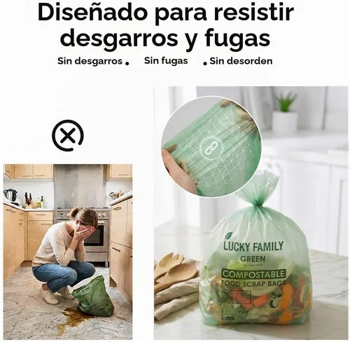 Vista 5 de Bolsas de abono de 1.3 galones para contenedor de encimera de cocina, compostables, 50