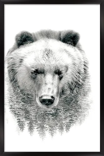 Vista 7 de Trends International Póster de pared de oso - árboles, 14.725 x 22.375 pulgadas, versión enmarcada de madera de granero